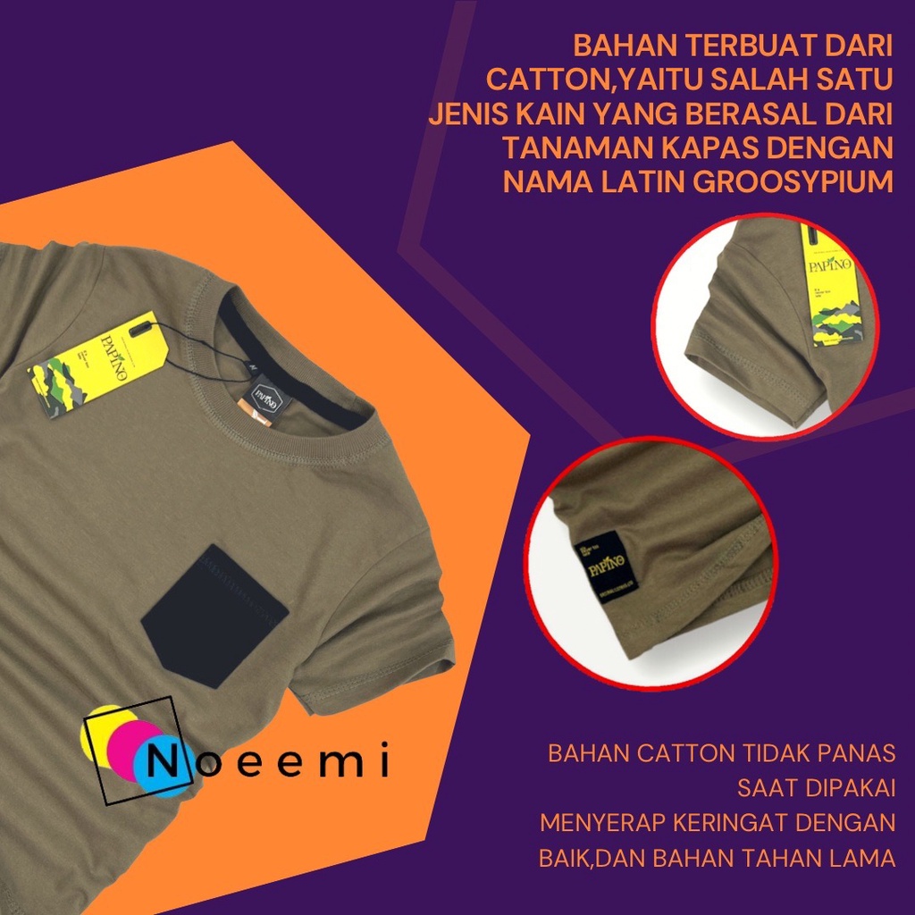 Papino Baju Atasan Anak Laki-Laki 1-12 Tahun Lengan Pendek Cowok Dan Wanita Olive Grey