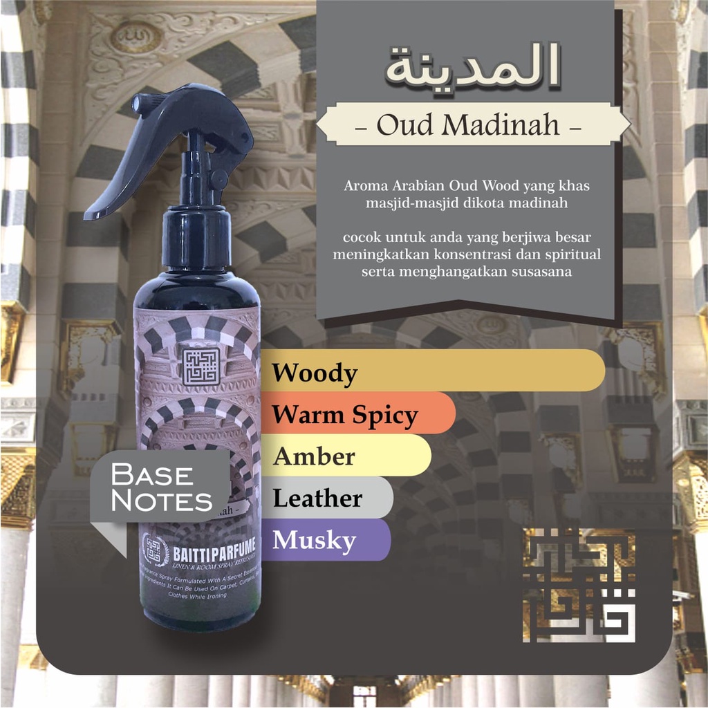 Pengharum Ruangan Baitti Parfume Aroma Oud Madinah 250 ml freshner non Alkohol