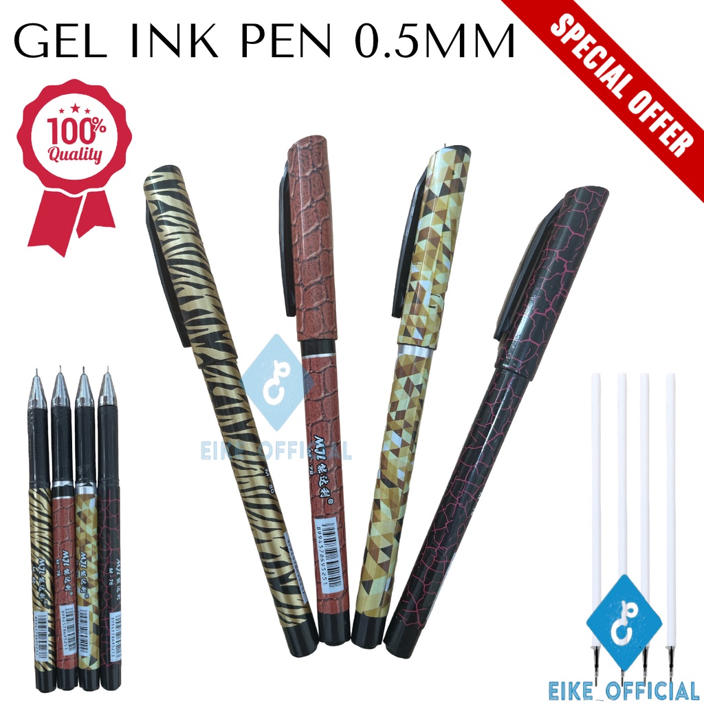 [EIKE] PULPEN GEL ISI ULANG / GEL INK PEN 0.5MM / BOLPOIN ALAT TULIS PERLENGKAPAN KANTOR / PENA / ISI REFILL TINTA PENA PULPEN