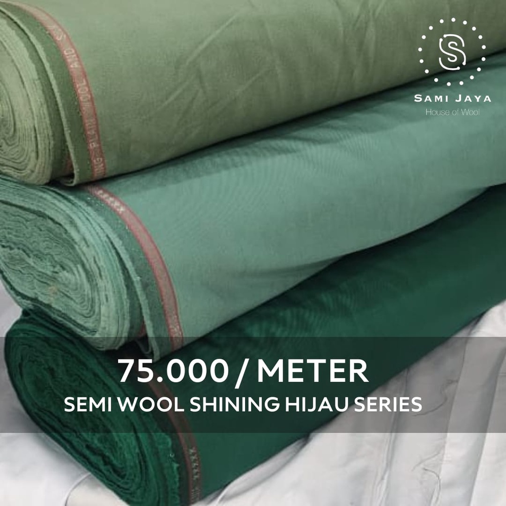 (per 0,25) Kain Bahan Jas & Celana Wedding Semi Wool Shining warna Hijau Series