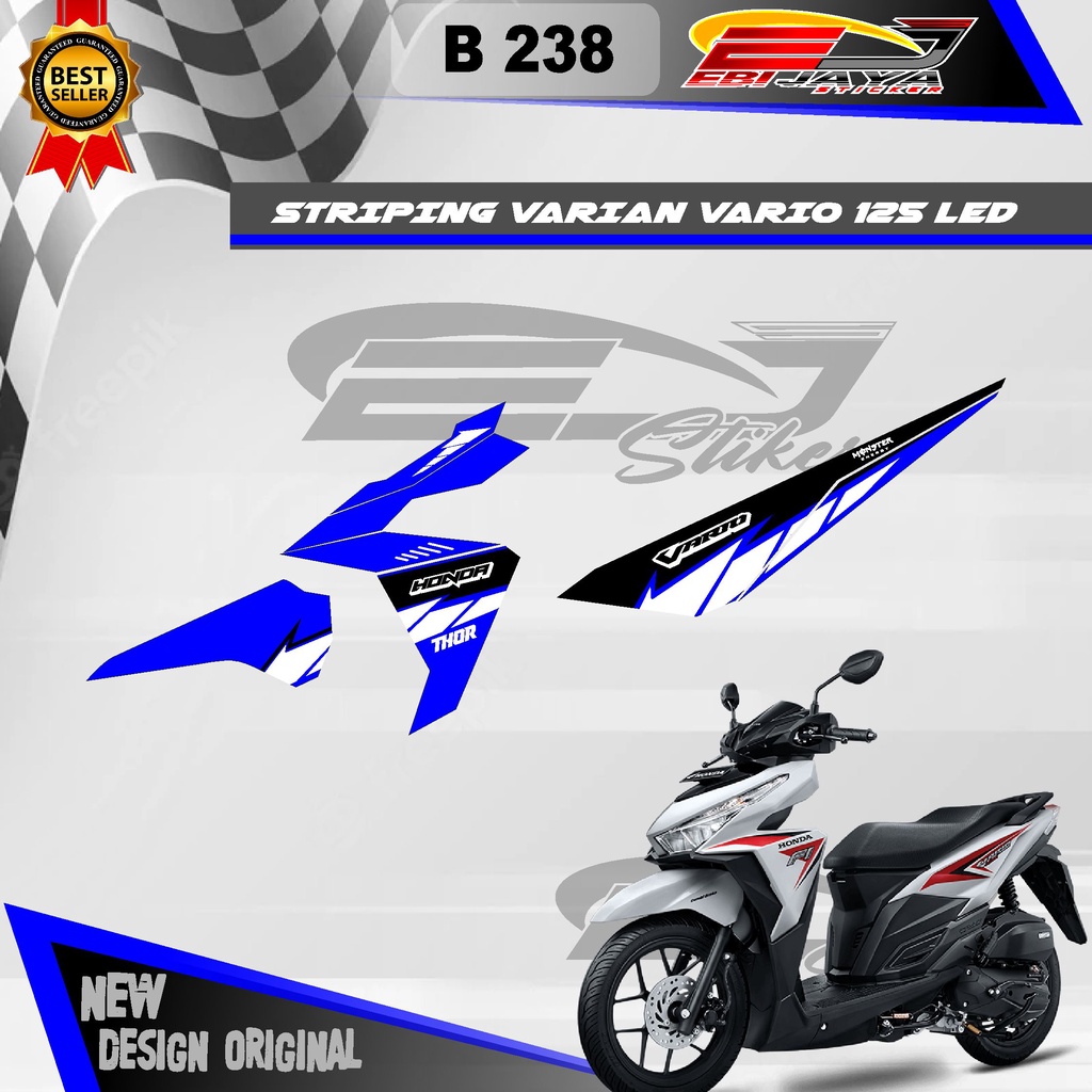 STIKER DECAL VARIO 125 LED SIMPEL / DECAL VARIO 125 LED GRAFIK RACE / STIKER KERETA VARIO 125 LED B2