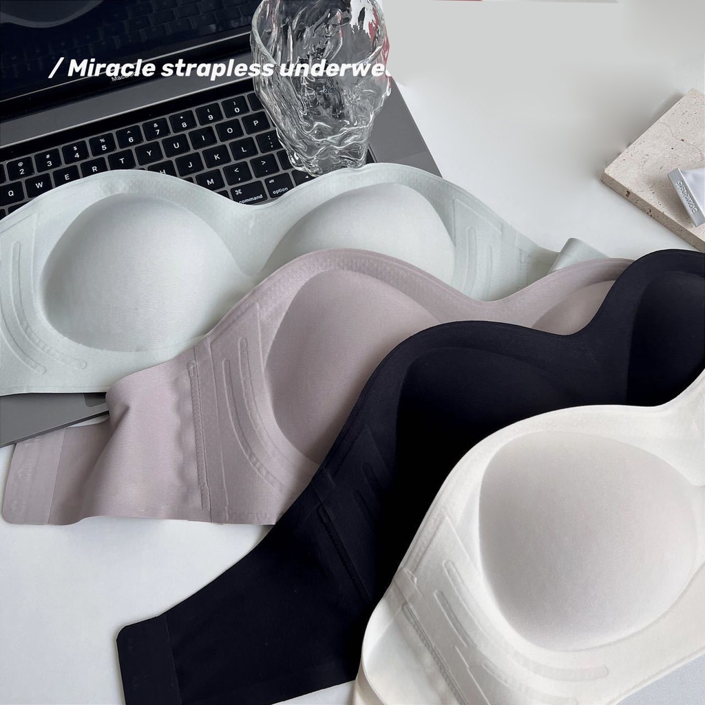 Bra Wanita Mulus Push Up Bersama Tanpa Rim  Bra Sederhana B/C Cup Tanpa Tali Bahu