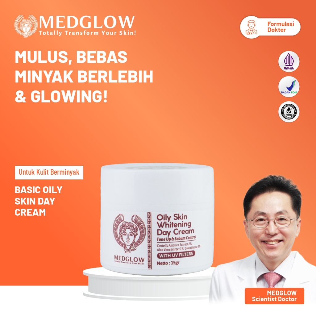 𝐌𝐄𝐃𝐆𝐋𝐎𝐖 𝐂𝐋𝐈𝐍𝐈𝐂 Basic Brightening Oily Day Cream SPF 30 | Skincare Krim Pagi Pemutih Kulit Berminyak 