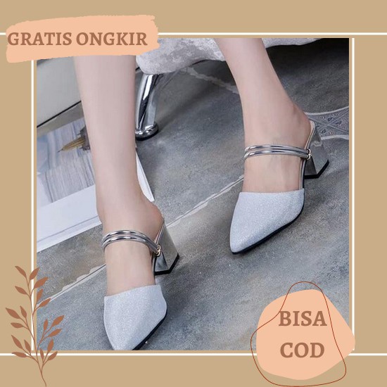 Sandal Sendal Hak High Heels Tali Kondangan Remaja Wanita Cewek Perempuan Korea Murah Terbaru Kf2 Co