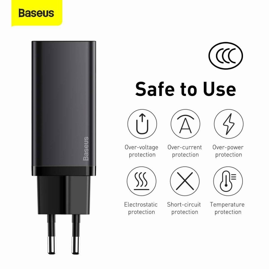 Baseus Original Adaptor Charger GaN2 Lite 65W Dual Type C Super Fast Charging Quick Charge Adapter Casan Ori