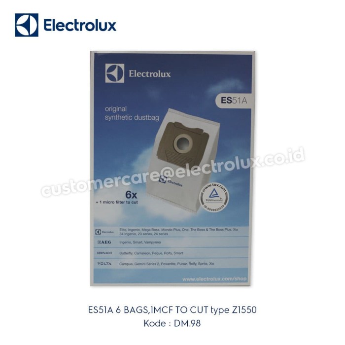 DUST BAG VACUUM CLEANER ELECTROLUX ES51A TYPE Z1550 DM.98