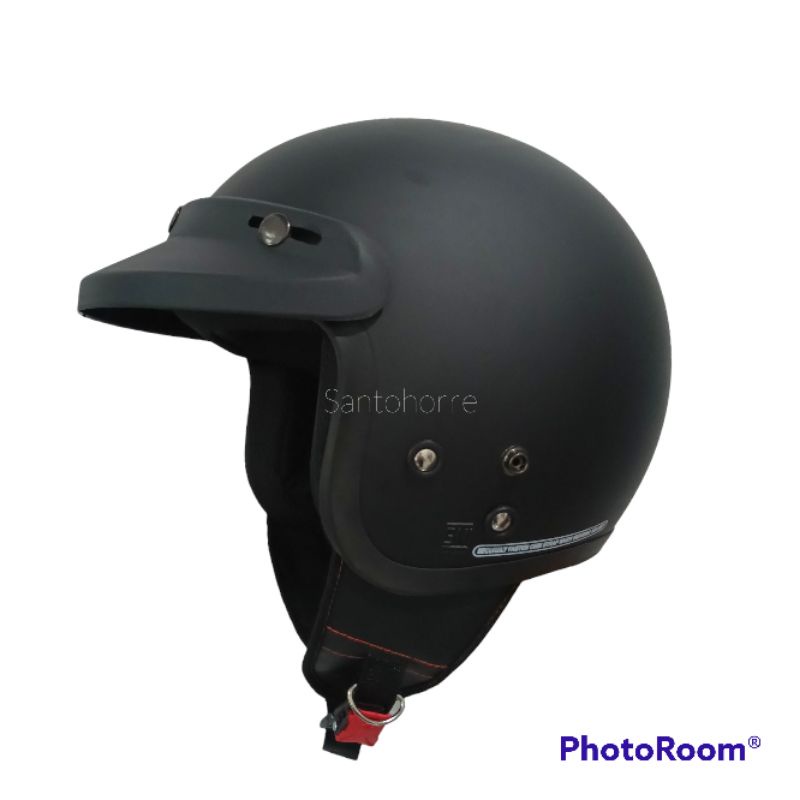 Helm Bogo Retro Hitam Polos SNI Pria Wanita Dewasa Full Leher