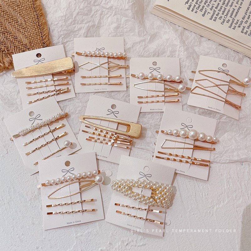 TJM JR158 Jepitan Rambut 4IN1 Bobby Pin Hairclip Hairpin Jepit Rambut Wanita Mutiara Style Korea