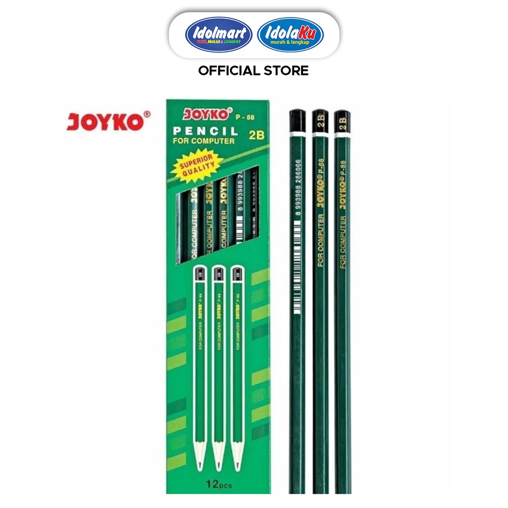 IDOLAKU Pencil / Pensil Joyko P-88 / 2B / 1 BOX 12 PCS / 1 lusin isi 12