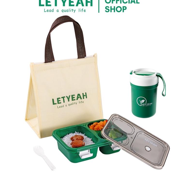 TERPERCAYA LetYeah Lunch Box Set 850ml/330ml Mangkuk sup set/Lunch Bag Set/3 Grid Kotak Makan