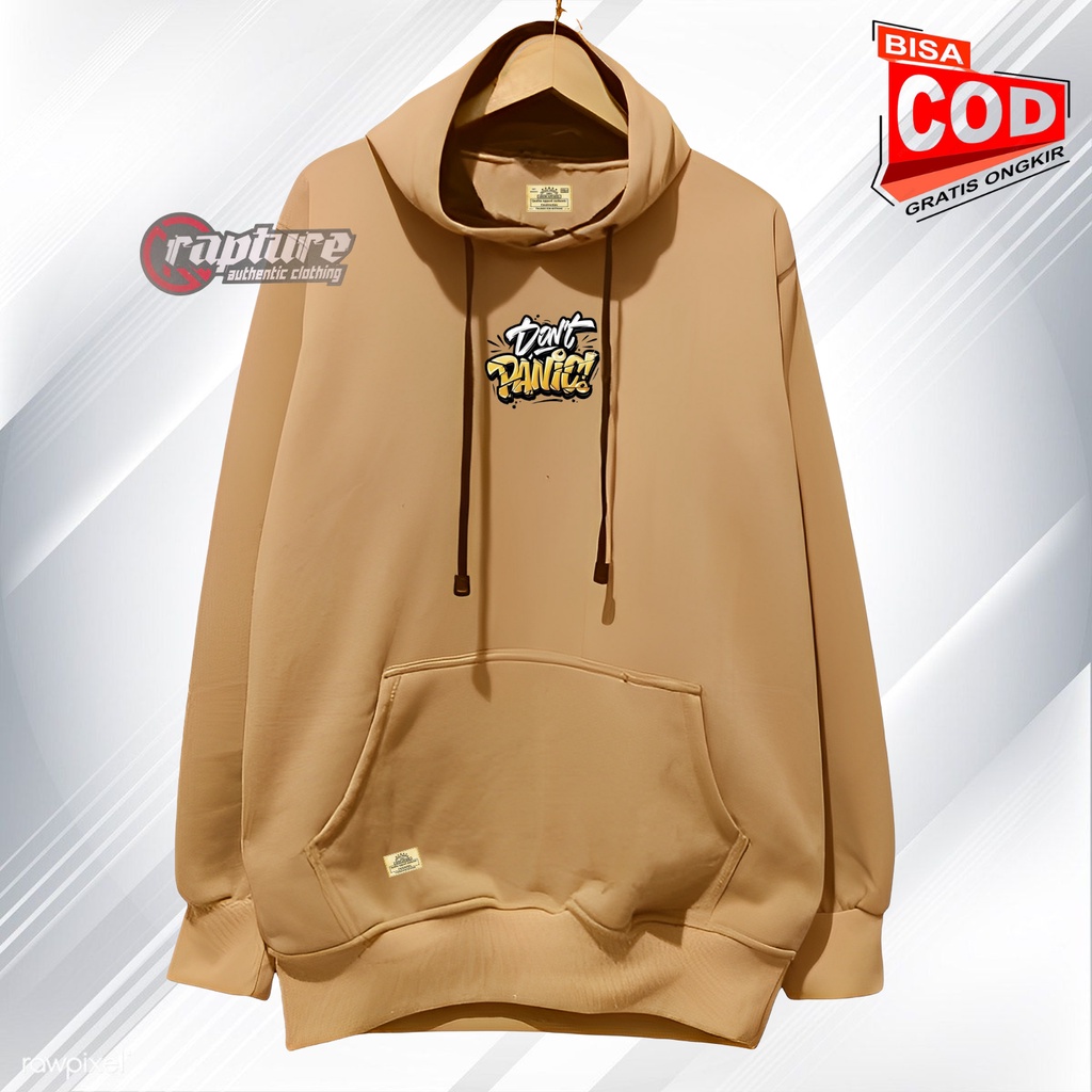 Sweater Hoodie Pria Aesthetic Grafity Warna Cream Tua List Sablon Dont Panic Jaket Pria Wanita Bahan Fleece Tebal Hudie Cowok Oversize Distro Bandung Terbaru 2023 Terlaris Terpopuler Kekinian Keren