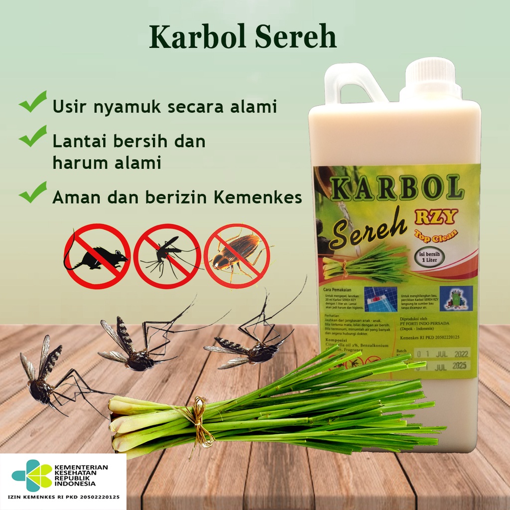 Karbol Sereh 1 Liter  Dengan Sereh Asli