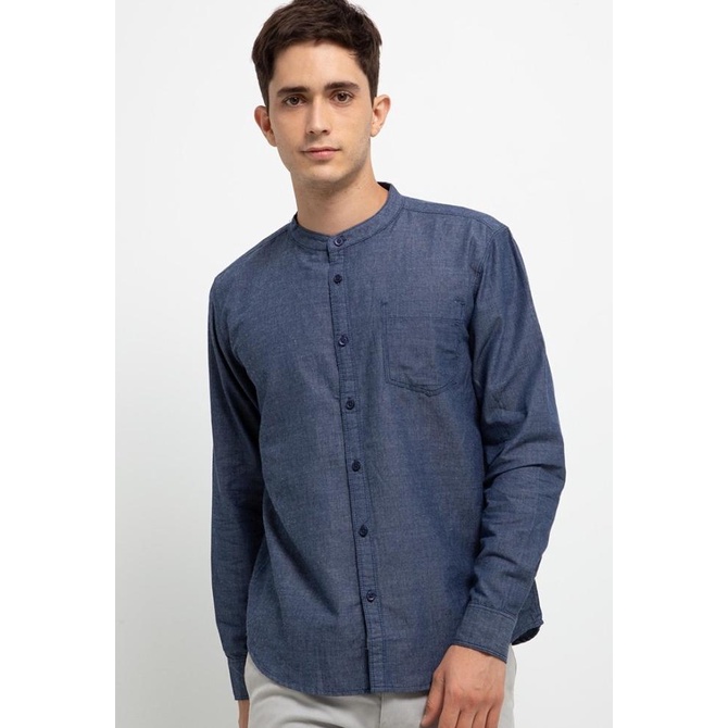 TERBARU d&f kemeja Koko L/S Chambray - navy /BAJU KOKO PRIA/BAJU KOKO DEWASA/BAJU KOKO ANAK/BAJU KOK