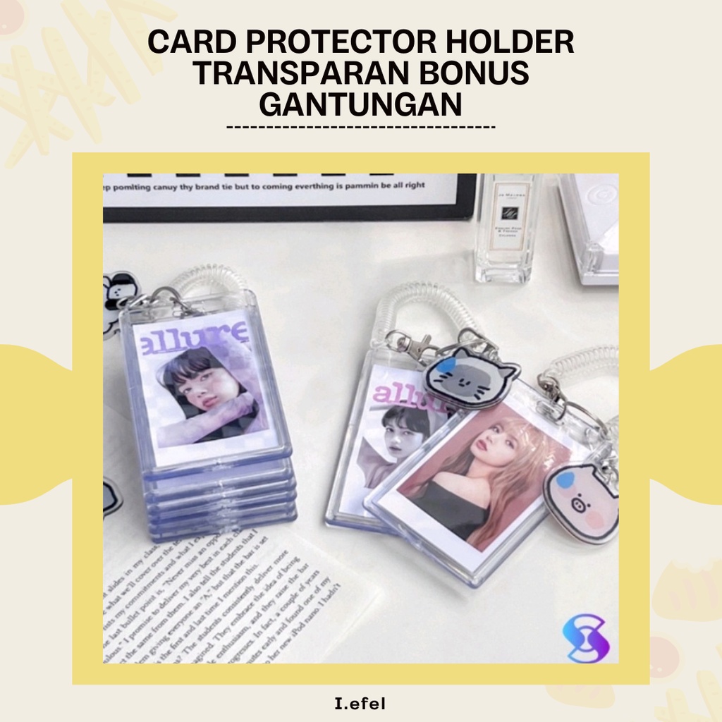 CARD HOLDER TRANSPARAN GANTUNGAN KUNCI AESTHETIC AKRILIK TRANSPARAN + FREE GANTUNGAN -I.EFEL-