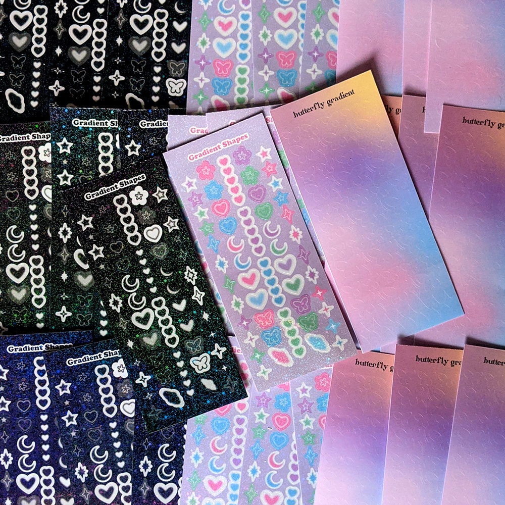 

GRADIENT SHAPES & BUTTERFLY GRADIENT STICKER ☆ by RATTLED STUDIO - DECO STICKER STIKER KPOP PHOTOCARD DECORATION / JOURNALING / JURNAL