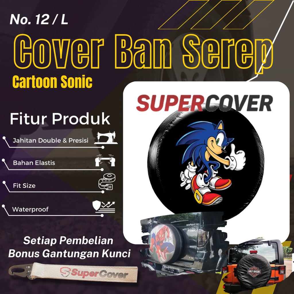 Sarung Ban Serep Cartoon Sonic Cover Ban Serep Kulit Sintetis Cartoon Sonic 12 Penutup Pelindung Sel
