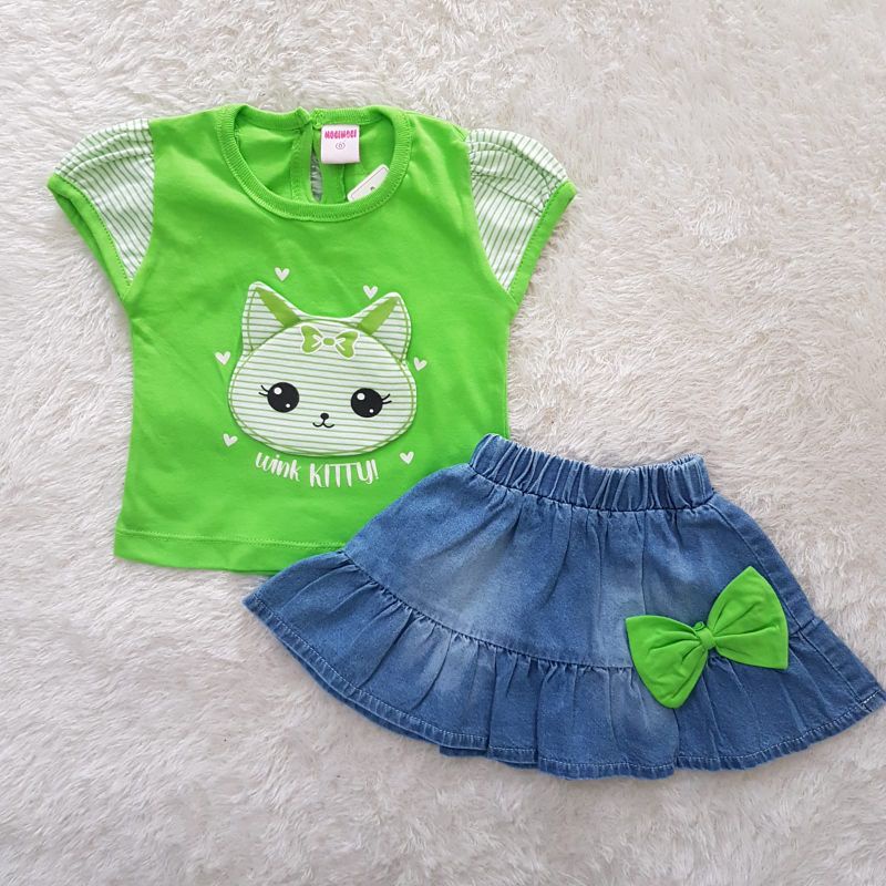 Baju Bayi Setelan Jeans Kaos stripe set