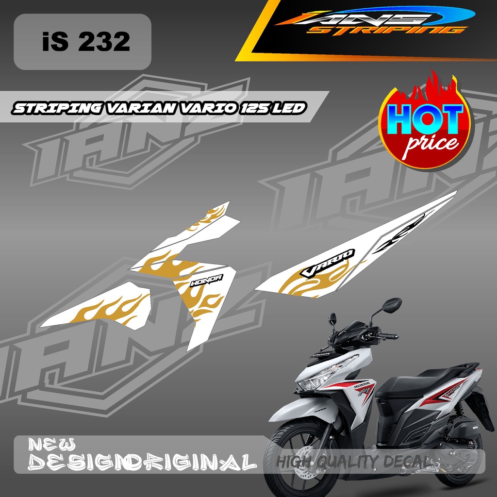 NEW STRIPING DECAL VARIO 125 LED KONSEP TRIBAL API / STIKER HONDA VARIO 125 LED BERBAHAN TIDAK MUDAH PUDAR / STIKER KERETA HONDA VARIO CUSTOM IS232