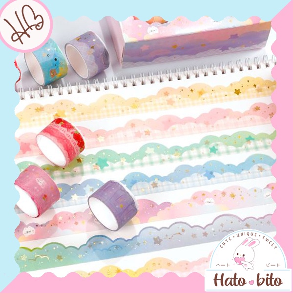 

1 set 10 pcs Washi tape dreamy wave paper tape awan lucu cute kawai aesthetic estetik DIY journaling HB1372