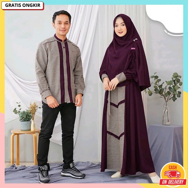 Baju Couple Lebaran 2023 Keluarga Gamis Pasangan Modern Terbaru Kapelan Suami Istri Sarimbit Seragam