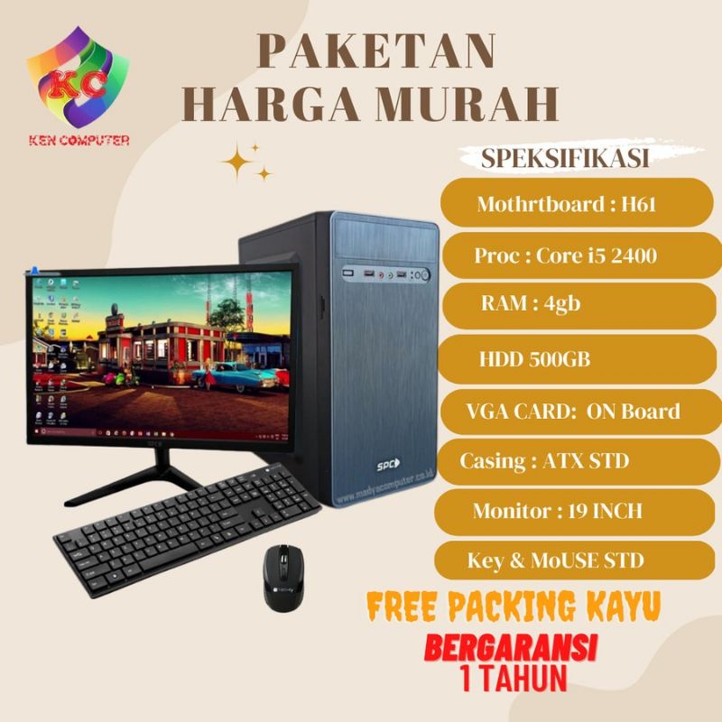 PAKETAN MURAH KANTOR DAN KASIR CORE I5 RAM 4GB HDD 500GB FULLSETT