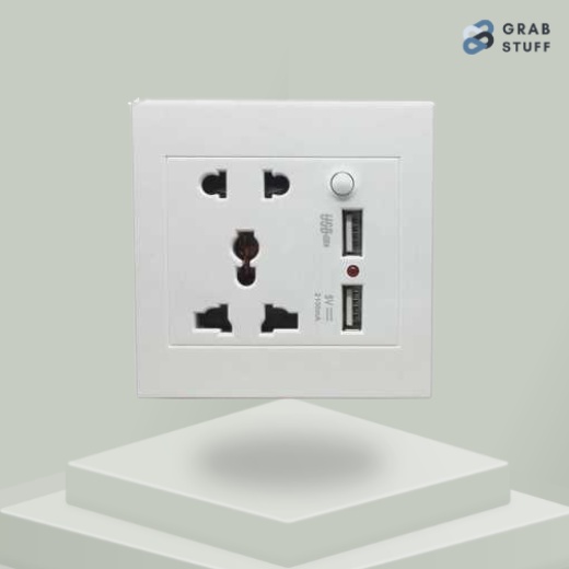 Stop Kontak Colokan Listrik Dinding Universal UK EU US dengan 2 Port USB Charger On Off Switch / Saklar Colokan Listrik Stop Kontak Tempel Dinding Mewah Termurah / Stop Kontak Rumah Modern /Colokan USB Stop Kontak Wallplug Soket USB 2 Port USB Wall Socket