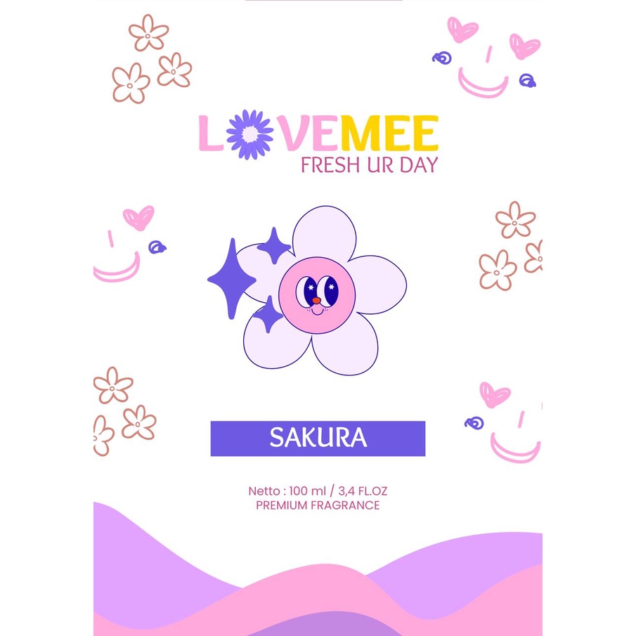 Love Mee Parfum Baju Varian Snappy cherry - Ocean fresh - Sweet strawberry - Sakura 100ml