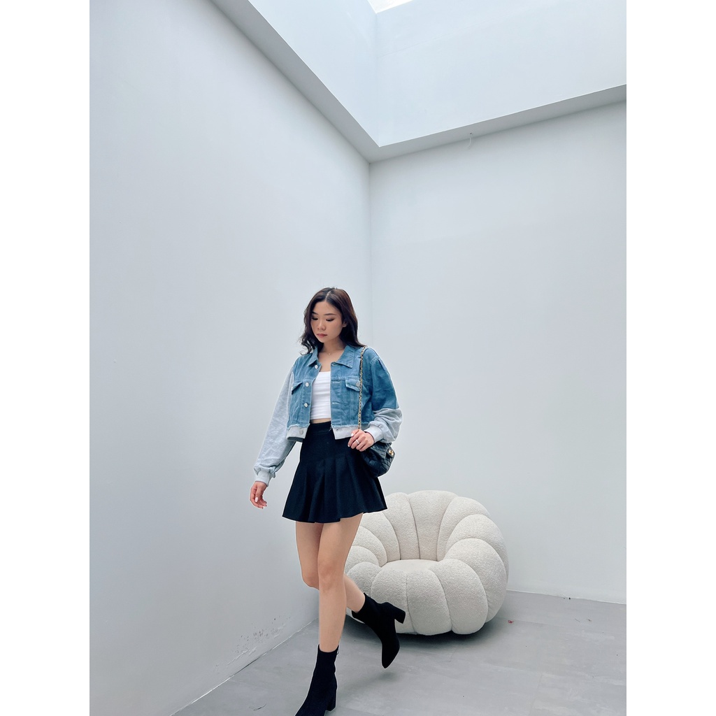 [ Marveile ] Beryl Crop Denim Jacket / Jaket Jeans Wanita