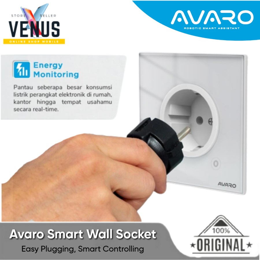 AVARO SMART POWER SOCKET PLUG ADAPTER COLOKAN LISTRIK STOP KONTAK