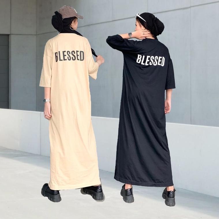 MURAH MERIAH blessed dress oversize gamis jumbo dress kaos hitam gamis polos bigsize