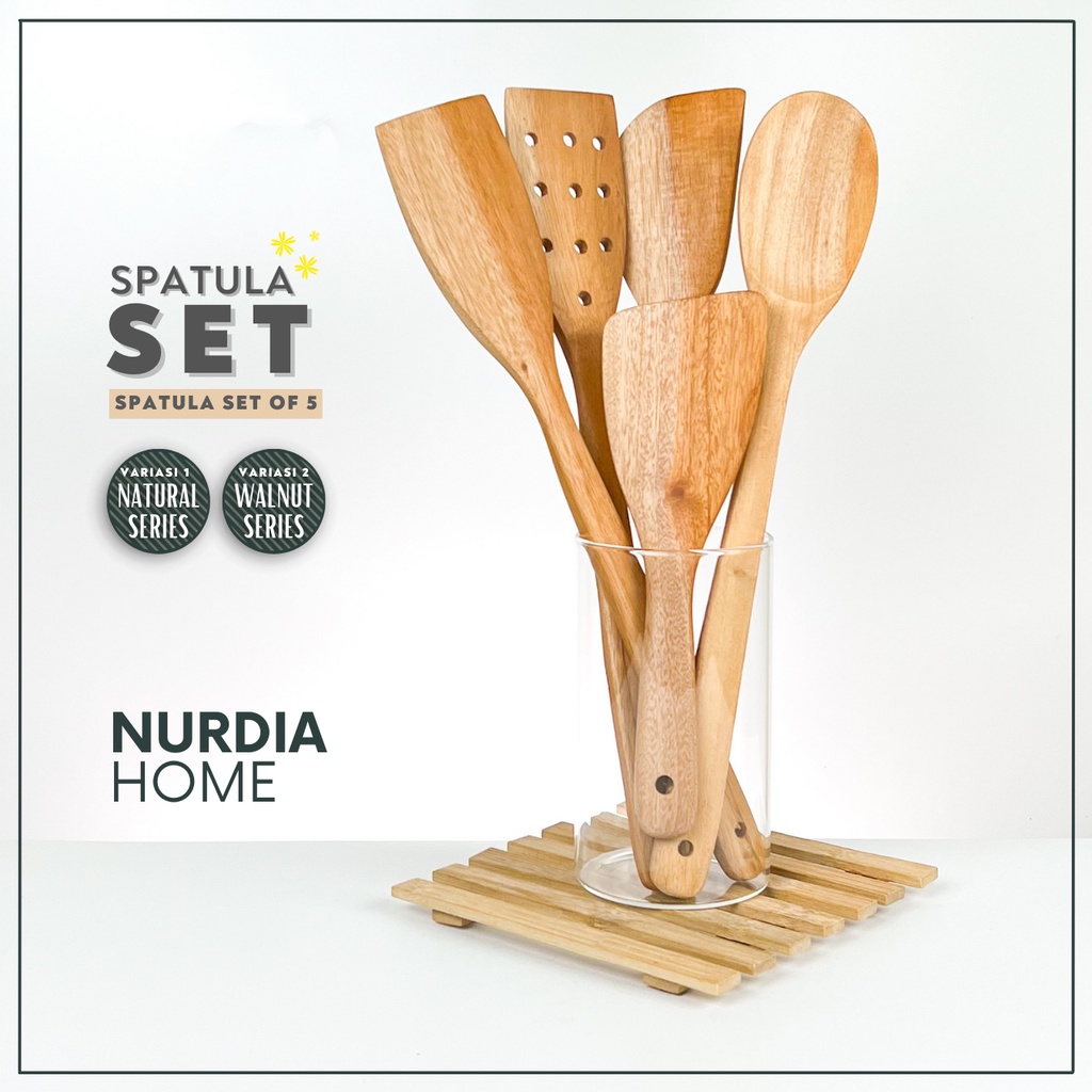 Spatula Set Of 5 (Sutil Set Kayu) by Nurdia Home - WS02