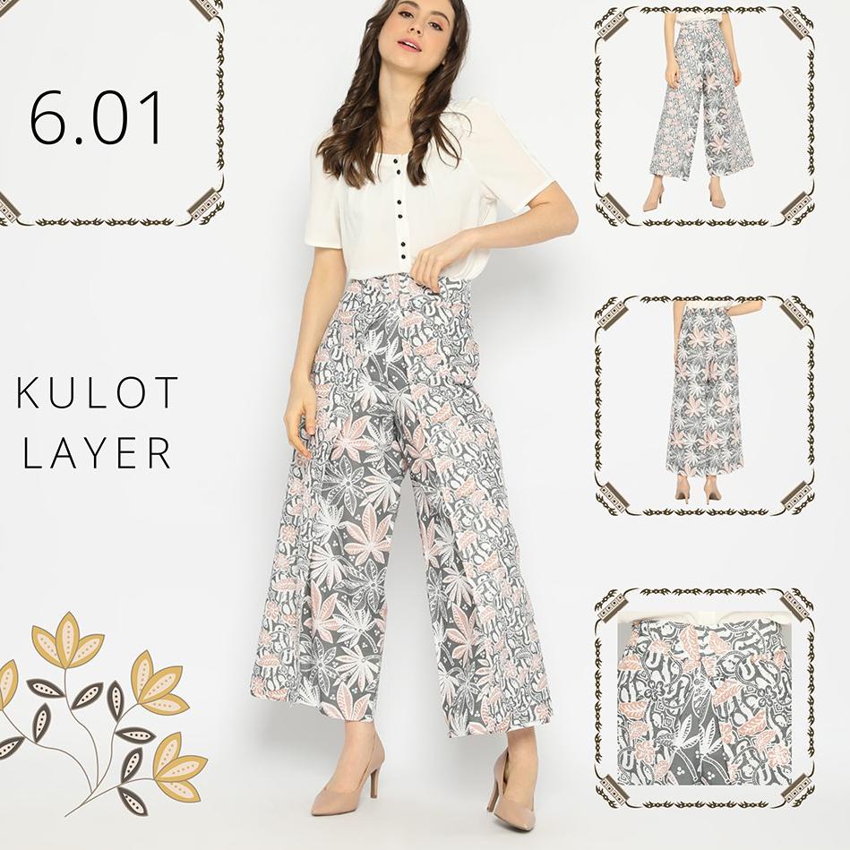 READY celana Kulot Layer Lawasan Batik Celana Tumpuk Kerja Kantoran Bawahan Kebaya Sogan Genes Kasua