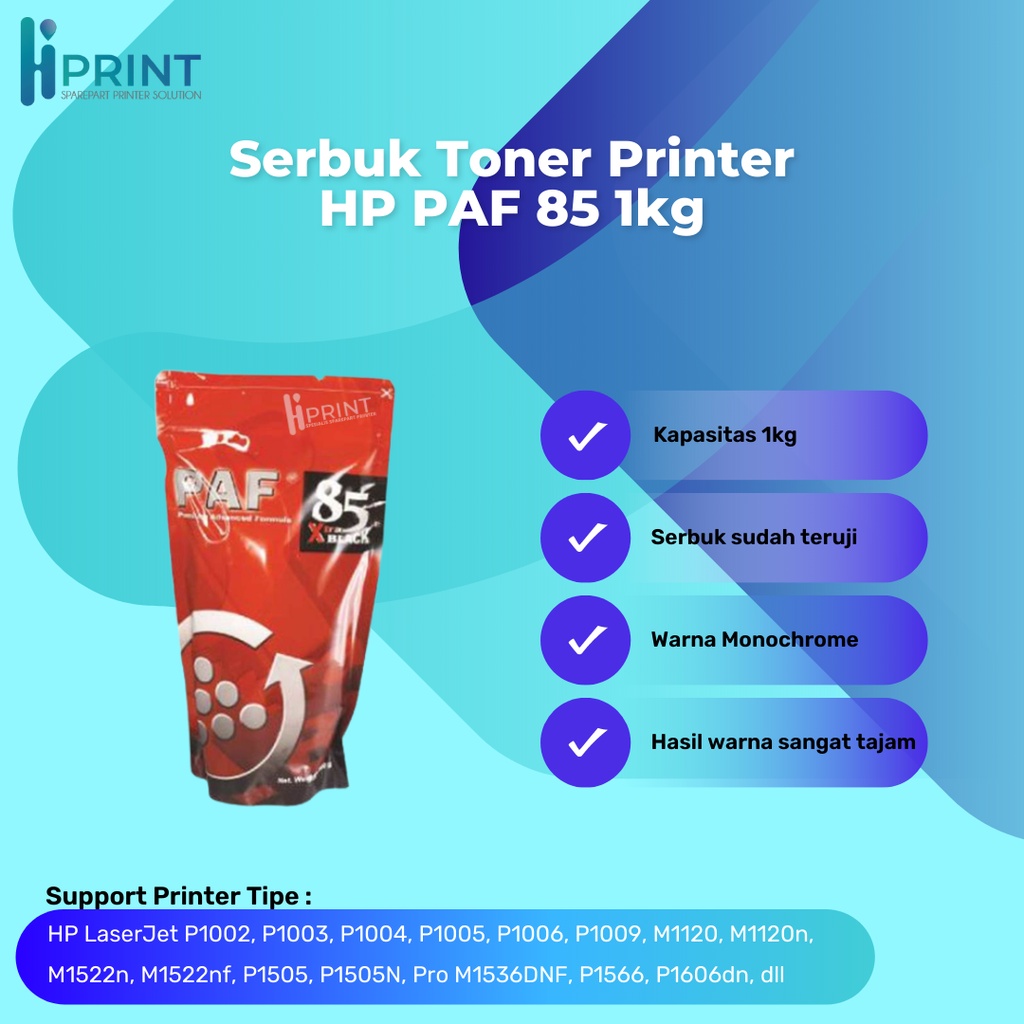 Serbuk Toner PAF (Premium Advance Formula), Cartridge HP 35A 36A 83A 85A 78A Serbuk Toner 85A