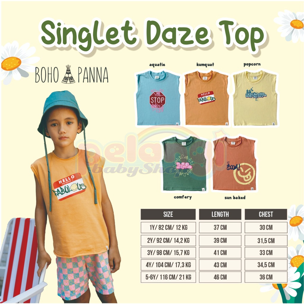 BOHOPANNA | BOHO | BOHO PANNA DAZE TOP | ATASAN ANAK ANAK | ATASAN KAOS UNISEX KUTUNGAN | KAOS KUTUNG ANAK