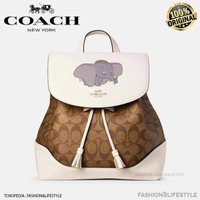 COACH X DISNEY ELLE BACKPACK IN SIGNATURE CANVAS WITH DUMBO ORIGINAL 