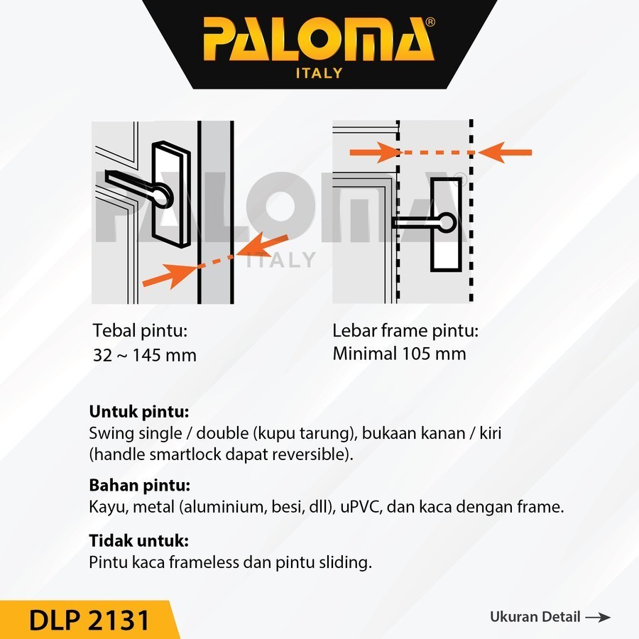 Paloma Smart Lock Digital Lock Kunci Pintu Door Handle Smart Home DLP 2131