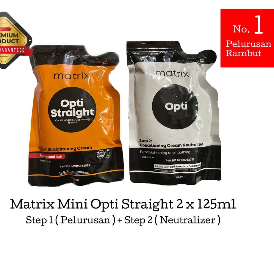 ➷ ☘️Yuri Kosmetik☘️ Matrix Mini Opti Straight Sachet 125ml x 2 ( Step 1 dan Step 2 ) / REBONDING / S