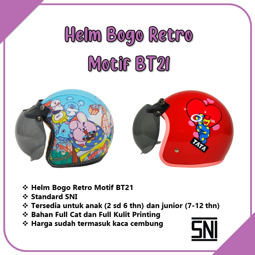 Helm Bogo Retro Anak Motif BT21