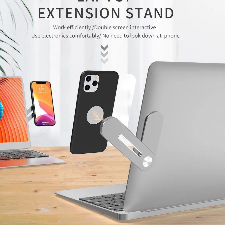 ➸ Laptop Aluminium Alloy Magnetic Extension Stand, Dudukan Layar Ganda untuk iPhone Xiaomi ➻