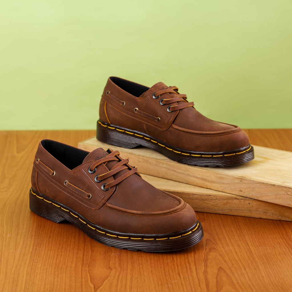 sepatu boat shoes sepatu kulit pria sepatu kulit asi crazyhorse sepatu pantofel pria sepatu kerja pria flavio boston