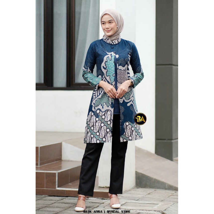 Baju Batik Wanita Modern Atasan Tunik Batik Kerja Kantor Wanita Seragam Batik Alina M L XL XXL