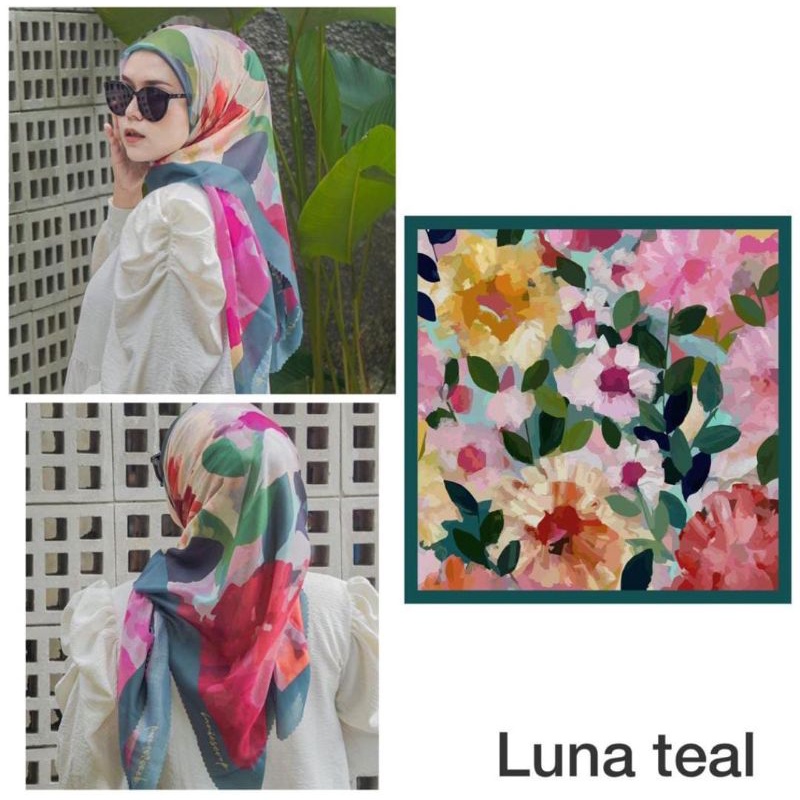 HIJAB VOAL MOTIF BANIESCOOP KW TERMURAH Luna teal