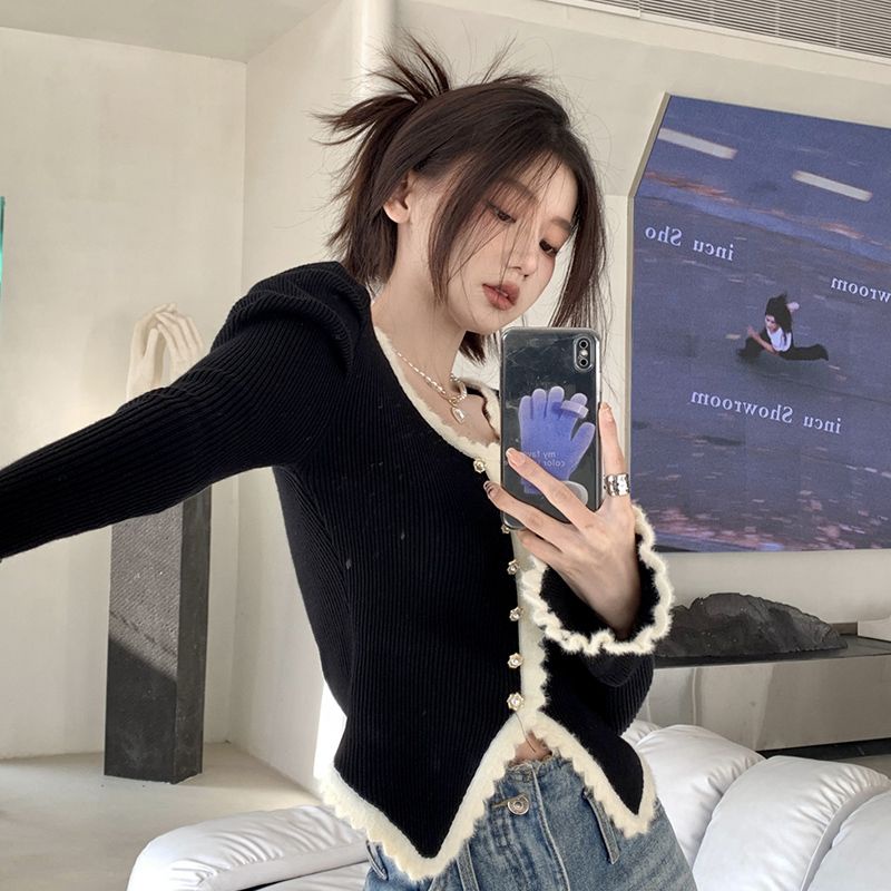 Red Pada musim semi 2023, temperamen gaya baru ramping dan tipis, gaya keinginan murni, selera desain Prancis, ceruk mode, atasan angin harum kecil