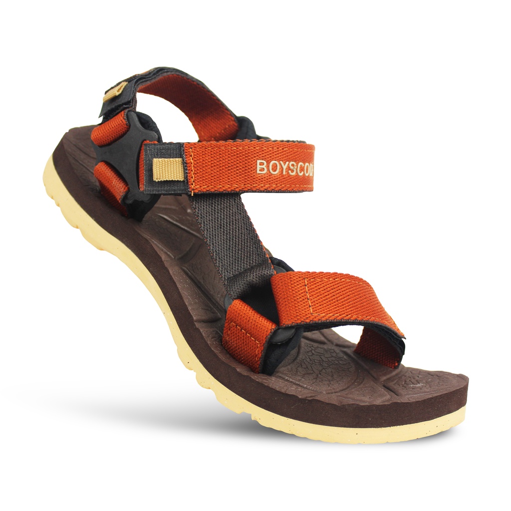 Sandal Gunung Strap Casual Distro Pria Wanita BOYSCODE Authentic Coklat Bata / Sendal Travelling Pri