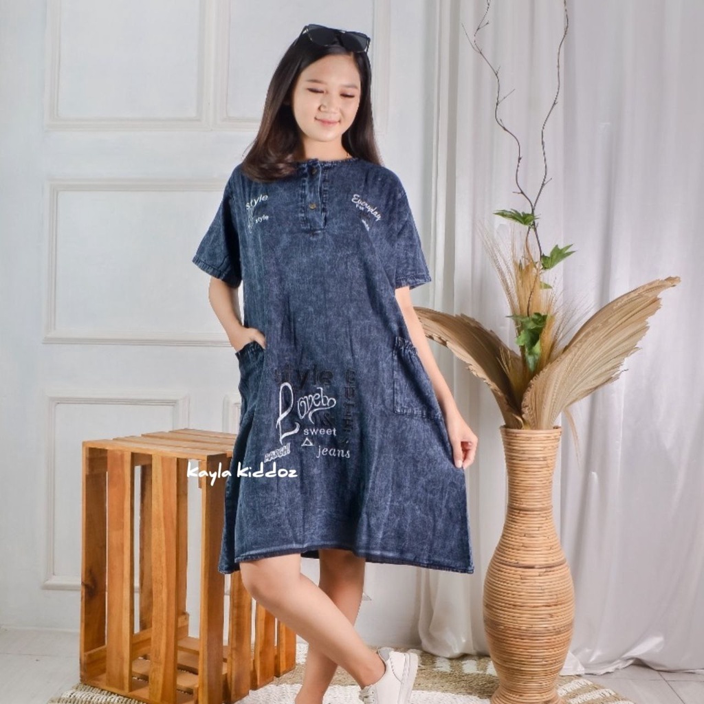DENIM DRES DASTER JEANS DAILY HOME WEAR KAYLA KIDDOZ