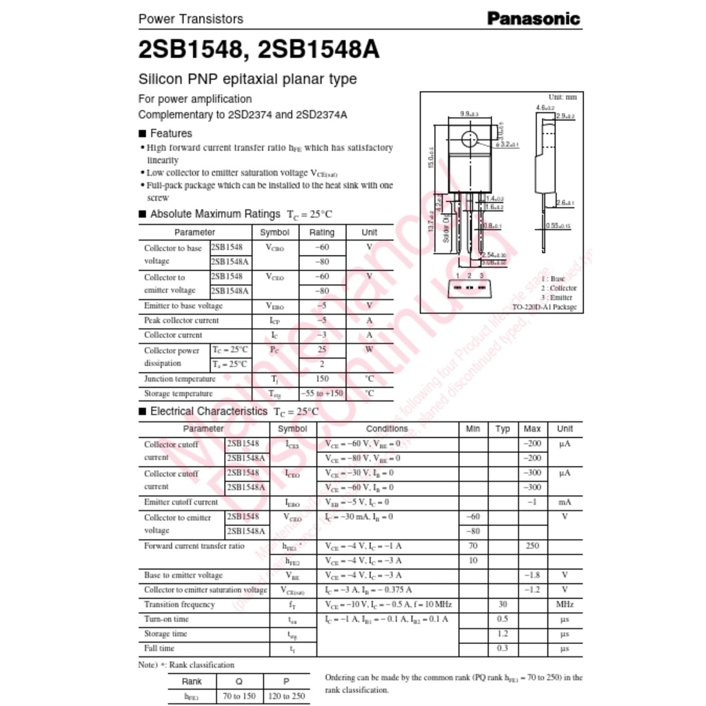 TRANSISTOR POWER B1548