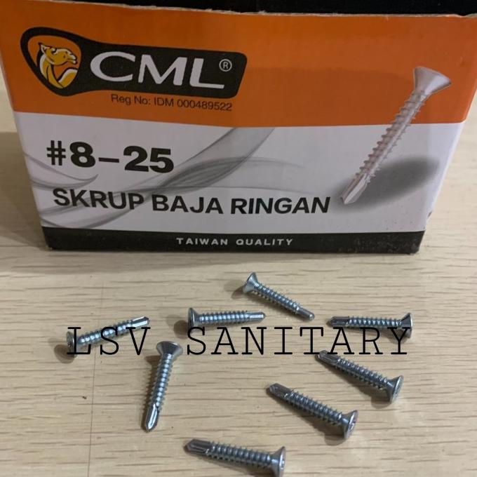 sekrup baja ringan grc putih camel 8 x 25