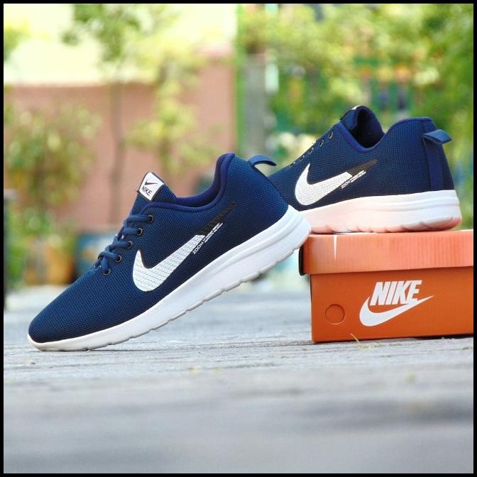 Sepatu Pria Jumbo Big Size Nike Flyknit Zoom Biru Navy Olahraga Gym