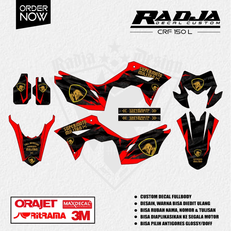 DECAL CRF 150 L FULLBODY (003) DEKAL STIKER 2017 2018 2019 2020 2021 2022 2023 2024 2025 HITAM MERAH