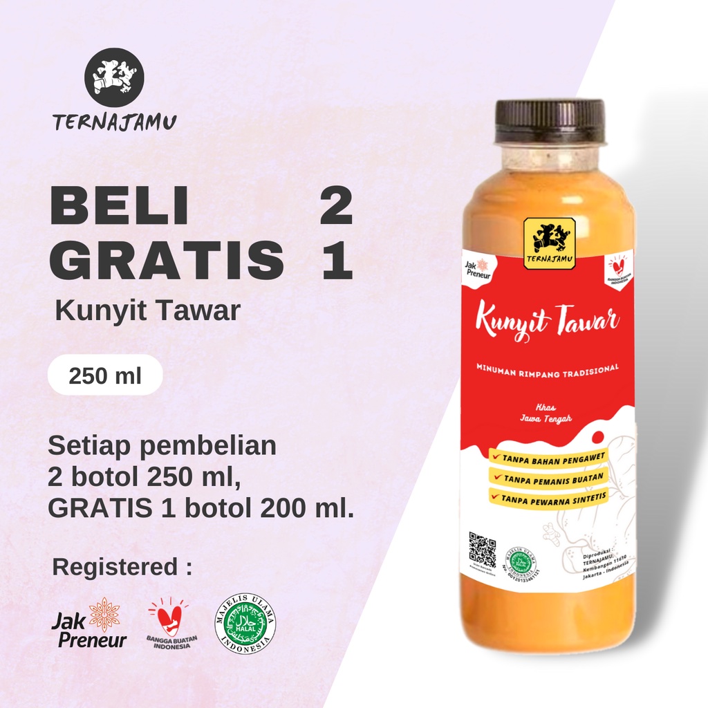 

Jamu Kunyit Tawar / Jamu Tradisional Kunyit Tawar 250 ml - TERNAJAMU